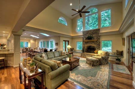 Living Room with Cathedral Ceiling